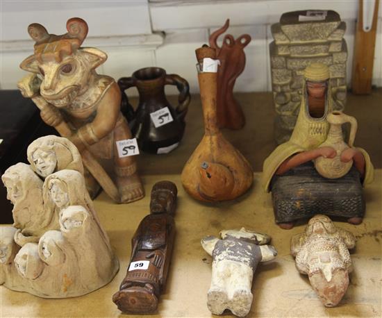Group of Mexican and other ceramic ornaments